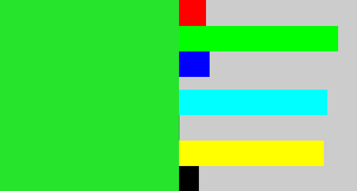Hex color #26e42b - radioactive green