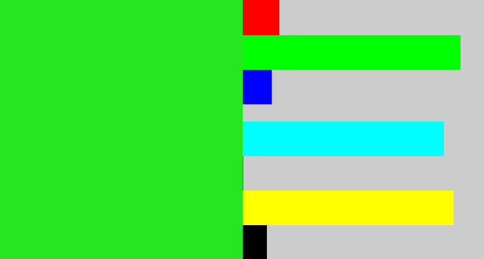 Hex color #26e61f - vivid green
