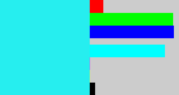 Hex color #26eeef - bright light blue