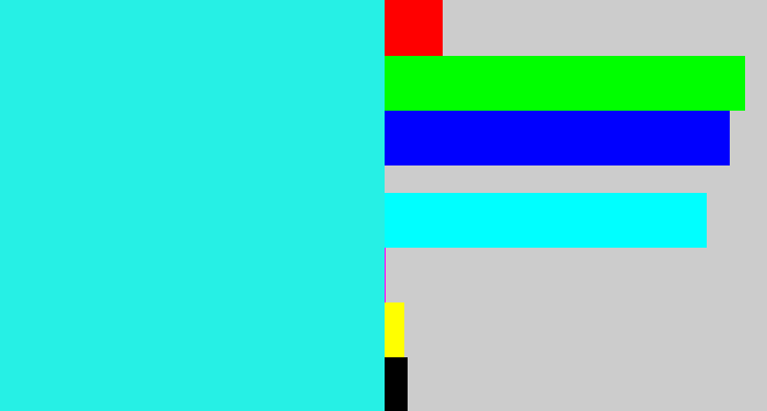 Hex color #26f0e5 - bright light blue