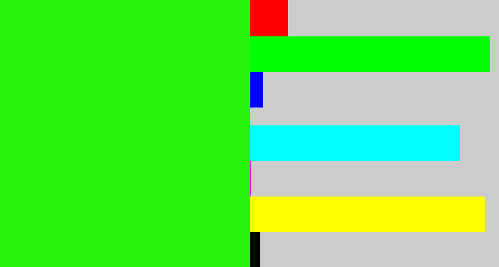 Hex color #26f40e - electric green