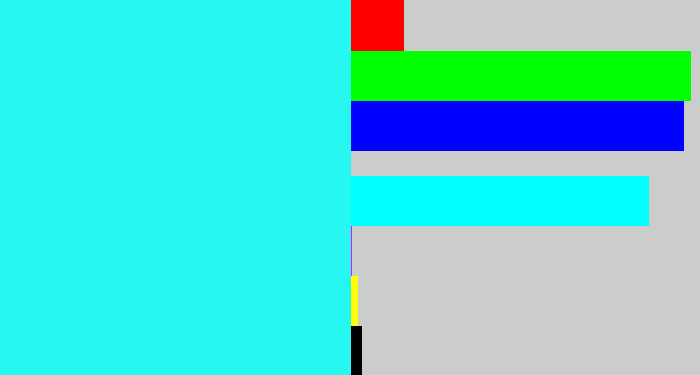 Hex color #26f7f1 - bright light blue