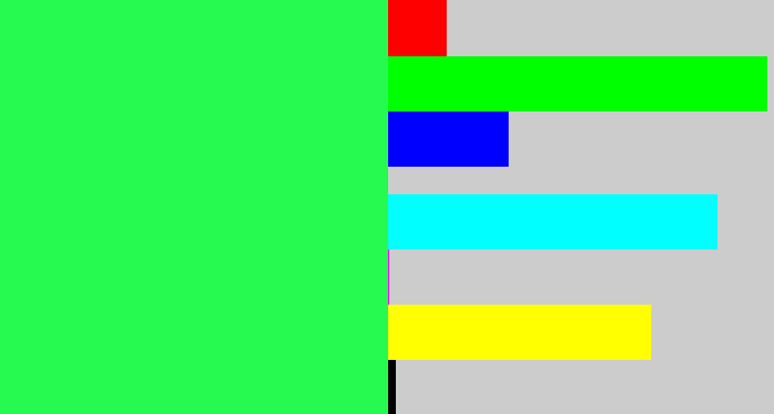 Hex color #26f94f - bright light green