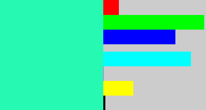 Hex color #26fab2 - greenish cyan