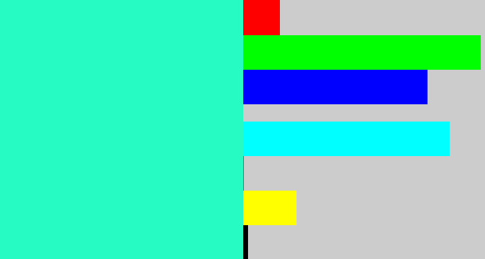 Hex color #26fbc3 - greenish cyan