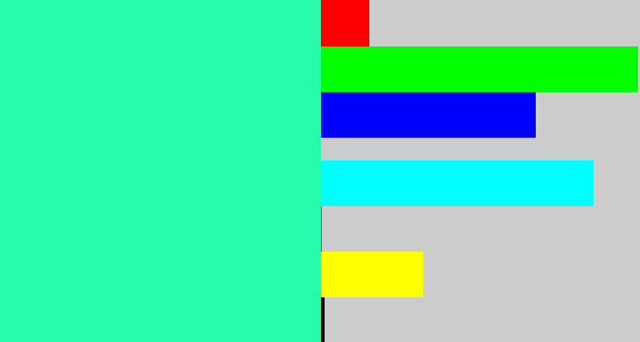 Hex color #26fcac - greenish cyan