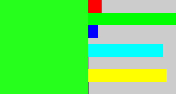 Hex color #26ff1c - radioactive green