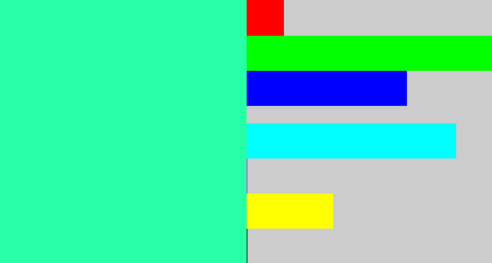 Hex color #26ffa5 - greenish cyan