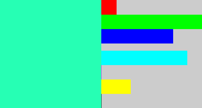 Hex color #26ffb4 - greenish cyan