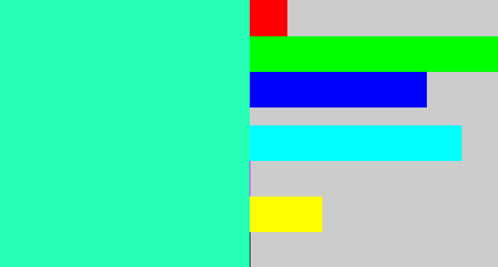 Hex color #26ffb6 - greenish cyan