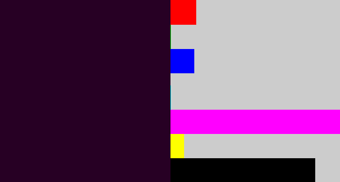 Hex color #270024 - very dark purple