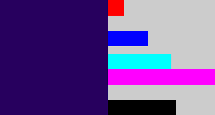 Hex color #27005e - dark indigo