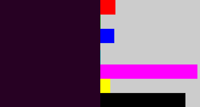 Hex color #270123 - very dark purple