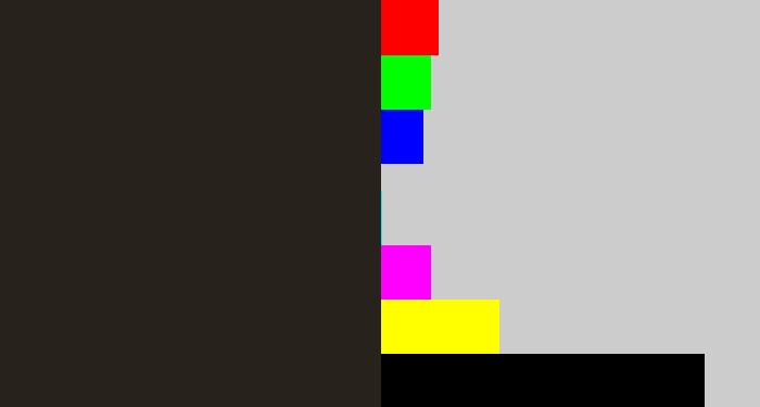 Hex color #27221b - dark