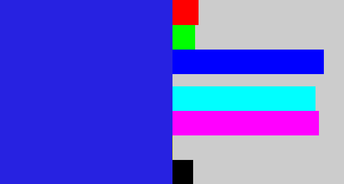 Hex color #2722e1 - ultramarine blue
