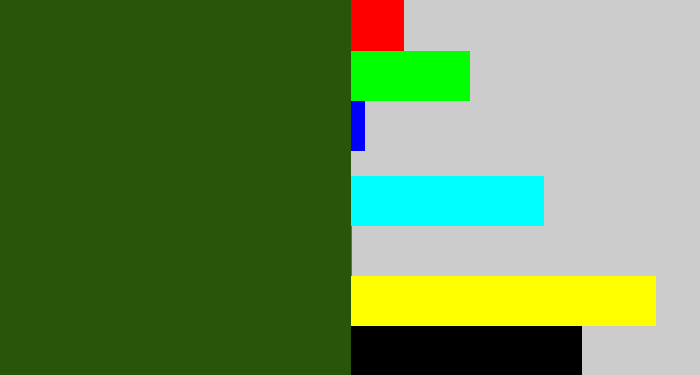 Hex color #27560b - navy green