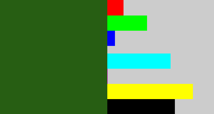 Hex color #275e13 - navy green
