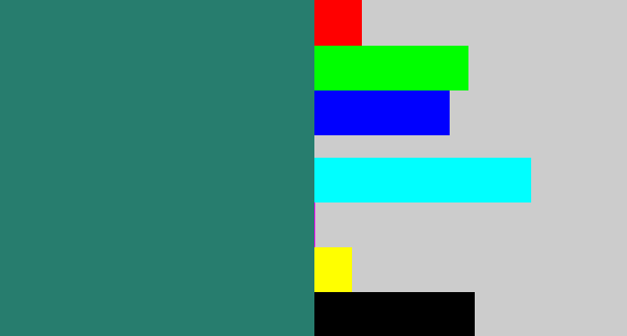 Hex color #277d6e - blue green