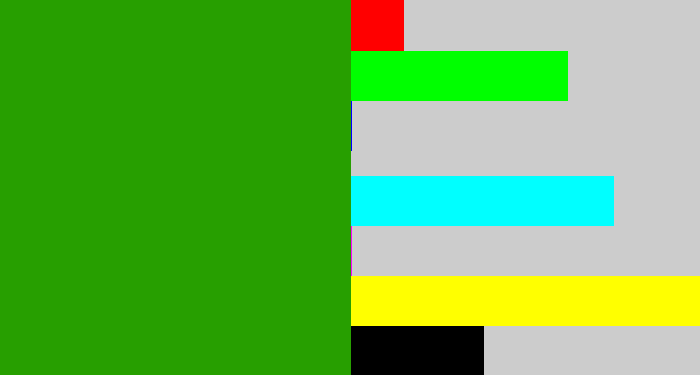 Hex color #279f00 - grassy green