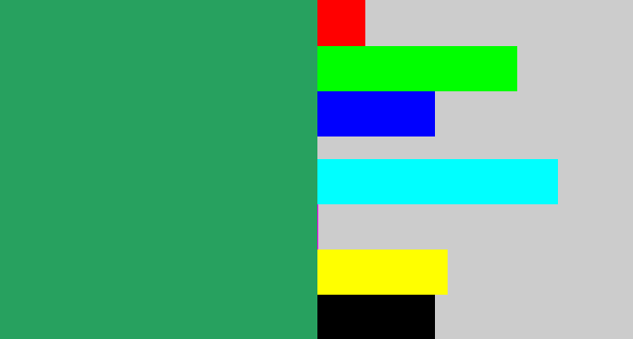 Hex color #27a15f - teal green