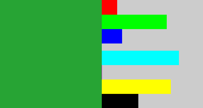 Hex color #27a434 - medium green