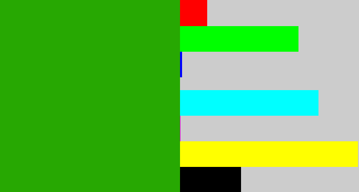 Hex color #27a802 - grassy green