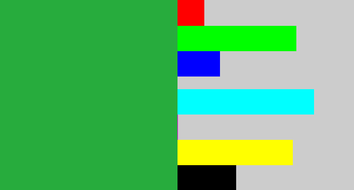 Hex color #27ac3d - medium green