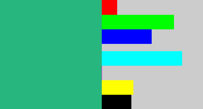 Hex color #27b67e - bluey green