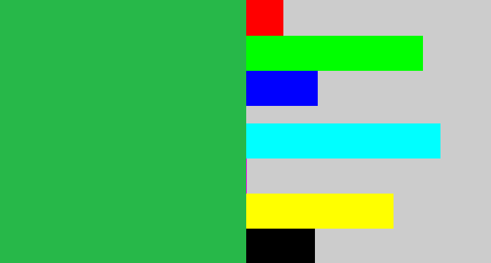 Hex color #27b849 - medium green