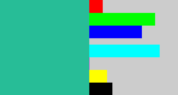 Hex color #27bd97 - greenblue