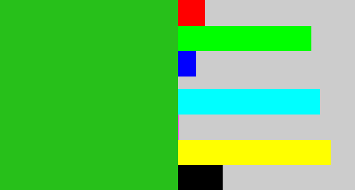 Hex color #27c01a - green