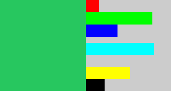 Hex color #27c75f - algae green