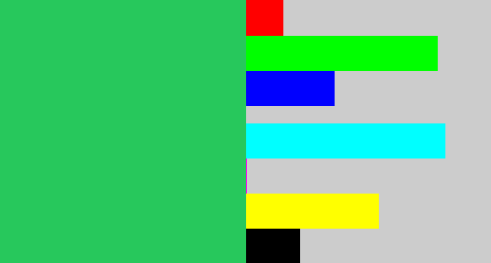 Hex color #27c85c - algae green