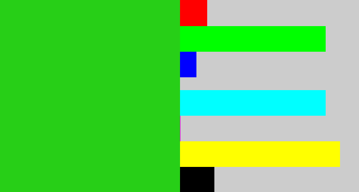 Hex color #27cf17 - vivid green