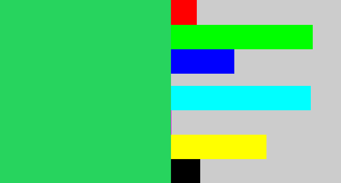 Hex color #27d45e - algae green