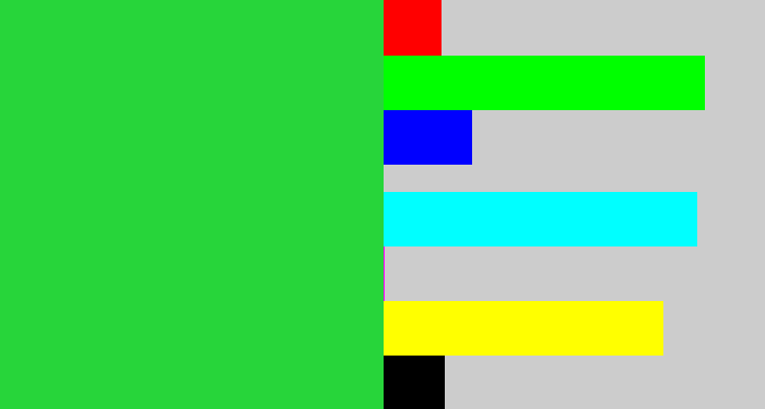 Hex color #27d53a - hot green