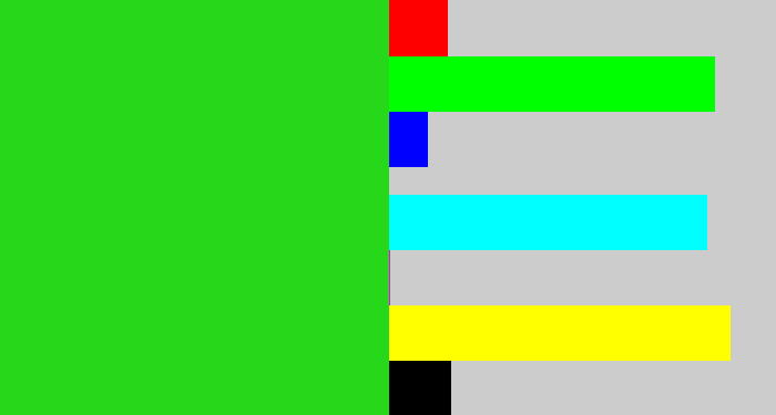 Hex color #27d71a - vivid green