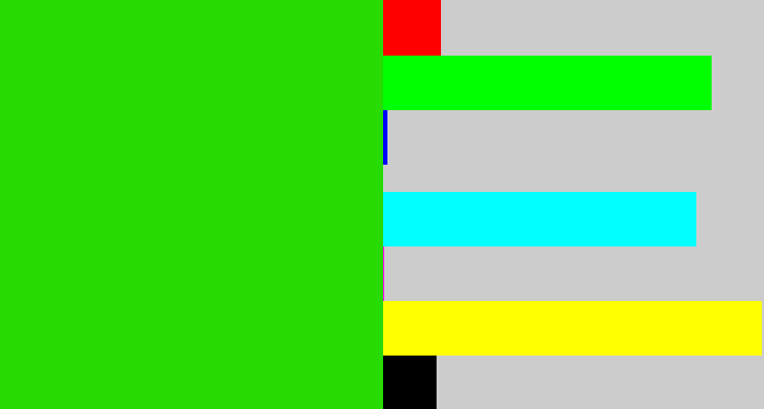 Hex color #27db03 - vivid green