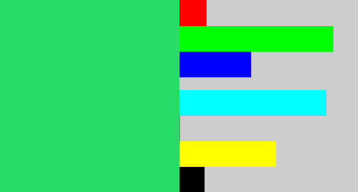 Hex color #27db65 - algae green