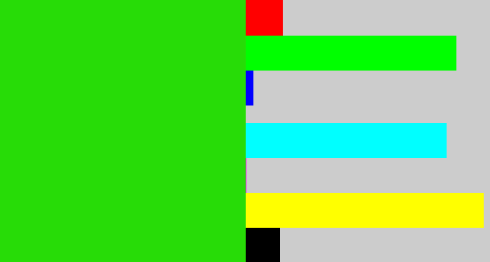 Hex color #27dc07 - vivid green