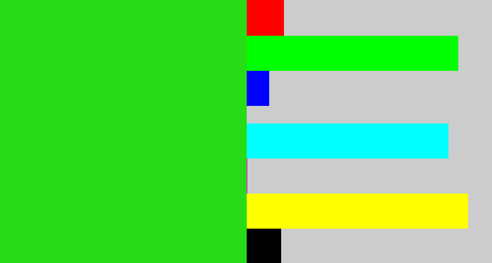 Hex color #27dc17 - vivid green