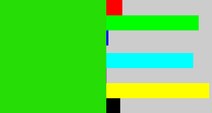 Hex color #27dd06 - vivid green