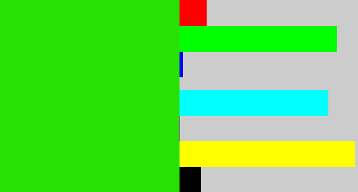 Hex color #27e104 - vivid green