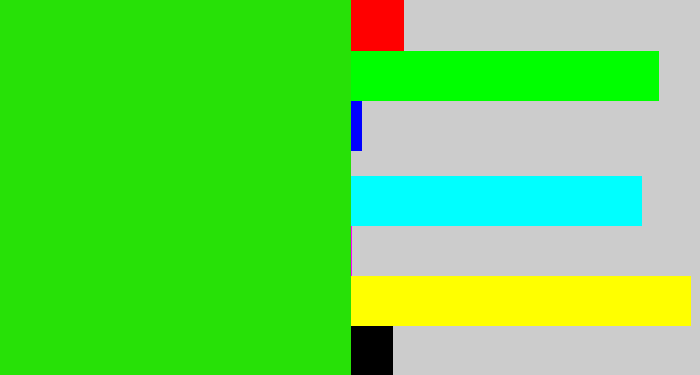Hex color #27e107 - vivid green