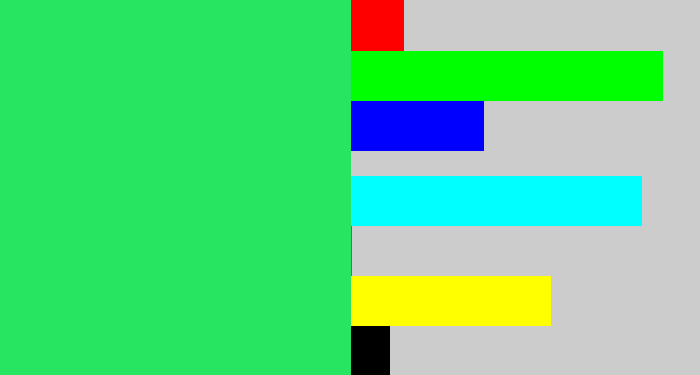 Hex color #27e461 - bright light green