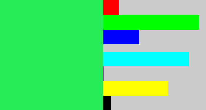 Hex color #27ec58 - bright light green