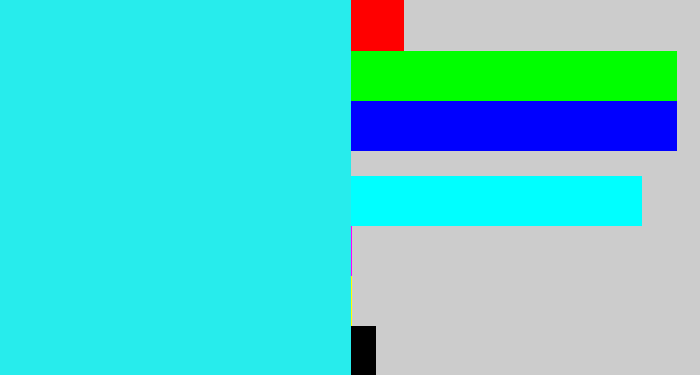 Hex color #27ecec - bright light blue