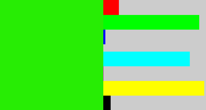 Hex color #27ed04 - vivid green