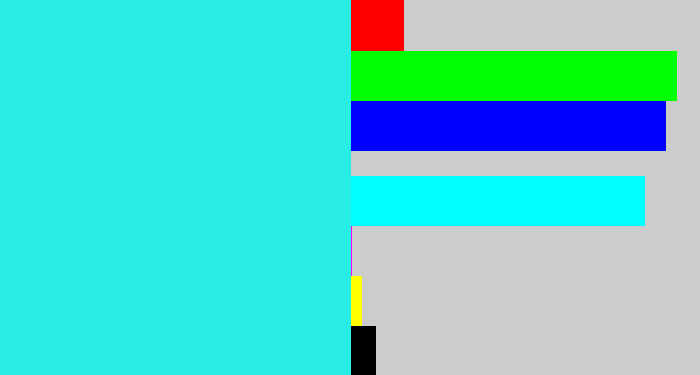 Hex color #27ede5 - bright light blue