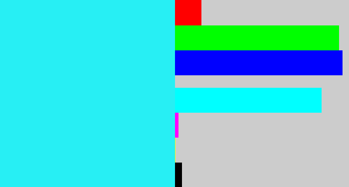 Hex color #27eff4 - bright light blue